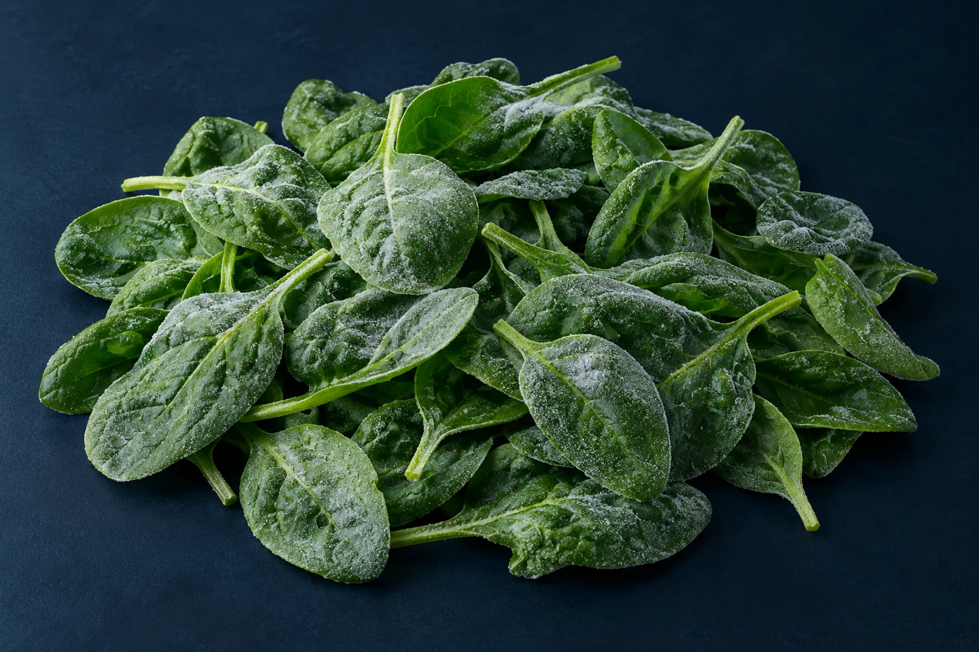 Frozen Spinach shown as loose whole leaves — illustrative image